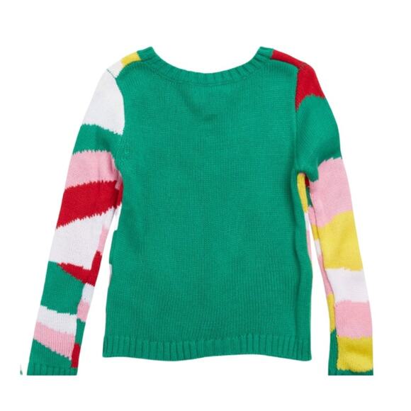 Margaux And Lexi Kids' Sequin Unicorn Holiday Sweater In Candy Stripes - Picture 3 of 7